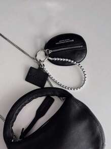 Acessório Pendente de Bolsa da Moda 1 Bolsa Preta de Couro Texturizada, Chaveiro de Alta Qualidade, Adequado para Presentes do Dia dos Namorados e Decoração de Bolsa de Chaves, Presentes de Dama de Honra