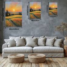 Vibrant Sunflowers In Pots On Blue Background. Large Wooden Framed Wall Art Artist Home Decoration Oil Painting - Bedroom, Bathroom, Living Room, Office, Kitchen, Christmas Gifts - 1 Piece - 彩色 - 查看 3
