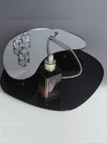 1pc Home Decorative Acrylic Jewelry Display Tray, Earrings Necklace Ring Bracelet Holder Rack, Asymmetrical Asymmetrical Design With Mirror Bottom, High-End Perfume Accessories Organizer