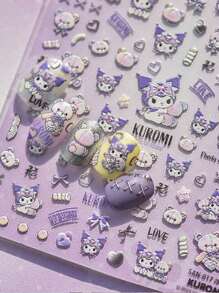 Sanrio Tomoni & Sanrio Collaboration Cute Melody, Kuromi, Hello Kitty 5D Embossed Nail Stickers, Self-Adhesive Nail Art Decorations