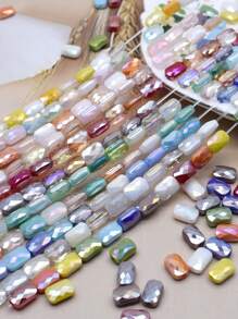 30pcs/Bag Pink Red Green Color Faceted Grid Rectangle Square Loose Beads Glass Beads Faceted Loose Spacer Beads For Jewelry Making DIY Jewelry Accessories Design