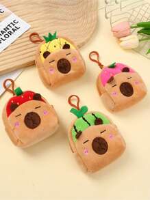 1pc Cartoon Capybara Bag Decoration, Backpack Accessories, Cute Coin Wallet, Keychain Pendant, Fruit Themed Small Bag, Suitable For Giving Small Gifts To Children On Birthdays And Holidays, Daily Storage Opening Red Envelope, Key Bag - Multicolor - View 2