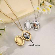 Custom Photo Locket Necklace With Photo • Vintage Locket Necklace • Custom Engraved Locket • Photo Locket Necklace • Best Friend • Christmas Gift For Her - Multicolor - View 1