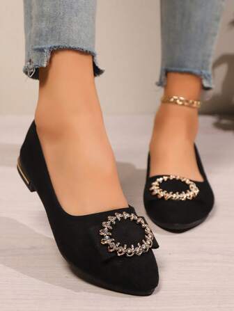 Scarpe da donna con punta a punta piatta, slip-on, nuove, con suola morbida e tacchi bassi, mocassini casual, scarpe da ufficio e lavoro antiscivolo, moda con strass, leggere e traspiranti, colore unito