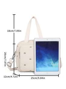 1pc Ins Style Mini Embroidery Mom Bag, Shoulder Strap Tote Handbag For Mothers And Babies - Multicolor - View 2