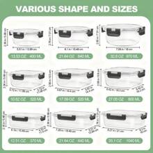 12 件带盖玻璃食品储存容器，餐食密封防漏午餐盒，适用于微波炉、烤箱、冰箱和洗碗机