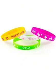 1/5/10pcs Easter Rubber Bracelets, Silicone Wristbands, Easter Party Supplies, Gifts, Easter Egg Fillers, Suitable For Party Use.