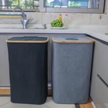 OrdoVault 100L große Kapazität Bambusrahmen Einwegflasche Recycling Behälter, faltbarer Getränkeflasche Aufbewahrungskorb, geeignet für Zuhause, Küche, Badezimmer, Speisekammer, Wohnzimmer, Flaschen & Dosen Aufbewahrung, Badezimmer/Küche/Wohnzimmer Zubehör, Geschenk für Feiertage - Verschiedenfarbig - Übersicht 8