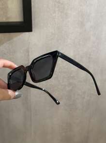 1 件装黑色几何塑料永不过时完美个性化优雅时尚眼镜，适合男女通用钓鱼登山滑雪日常生活度假服装配饰