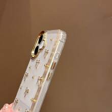 Bow-Knot New 3-In-1 Golden Frame Full Screen Gold Bow-Tie Liquid Filled Phone Case Compatible With Iphone 16 Pro Max, 15 Pro Max, IPhone 13, IPhone 14, Luxury Design Waterproof Shockproof Anti-Fall Scratch Resistant - Gold - View 4