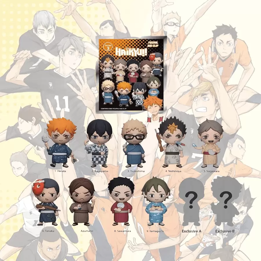Crunchyroll 1 件排球少年!!!官方授权 3D 动漫人物系列 3 神秘盲袋钥匙扣吊坠随机赠送日向翔阳和影山透表或其他角色超值惊喜袋周年礼物,适合粉丝和朋友返校 - MN-72580 - 查看 1