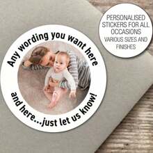 30-1000 Pieces Personalised Photo Stickers Labels, Wedding Stickers, Photo Labels, Birthday Party Stickers, Personalised, Custom