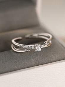 1PC Small Fresh Double Ring Women's Simple Personality Flower Ring Women's Open Ring Jewelry Elegant Halloween