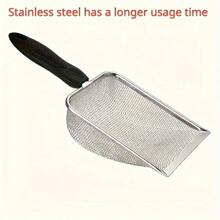 1 Pc Stainless Steel Cat Litter Scoop With Fine Mesh, Rust-Proof Pet Waste Scooper, Suitable For Litter Box, Easy To Use And Clean, With Convenient Handle, Fit For Wooden House And Small Pets