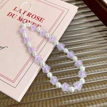 1pc Flower & Faux Pearl Beaded Lanyard, Phone Strap, Bag Charm Gifts For Mother, Family, Friends, Birthday, Holiday Phone Charm, Phone Chain