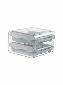 适用于冰箱的双层透明鸡蛋储存盒 - 防漏、防震塑料收纳盒，带滑动抽屉，可手洗 - 非常适合厨房柜台展示和新鲜鸡蛋保存，适用于冰箱的鸡蛋架