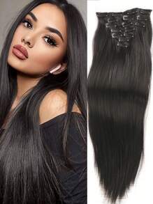 Clip In Hair Extensions Pinao Color 7 PCS/Set 18~32 Inch Long Straight Hair Extension For Women Full Head Synthetic Hair Extensions Hairpieces - Multicolor - View 31