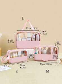 1pc Portable Travel Toiletries Bag, Casual Waterproof Storage Bag For Travel Storage Bag,Makeup Bag,Cosmetic Bag,Vacation Organizer,Large Capacity Makeup Organizer Makeup Case, For Lipstick, Brush, Skincare, Mobile Phone, Coin, Small Items, For Home,Gift,Vacation And Festival Halloween Christmas Multifunctional Use,Boho Vibes - Pink - View 11