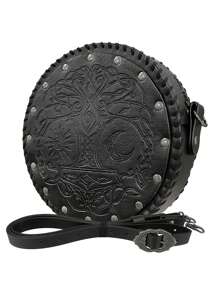 1pc Viking Style Artificial Leather Belt Bag, Embossed Medieval Coin Pouch, Casual Crossbody Bag For LARP, Renaissance Costume Accessory, Going Out Shoulder Bag