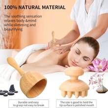 10 Pieces Wood Massage Tools Wooden Kit Therapy Tools Massage Roller Lymphatic Drainage Health Care For Neck Leg Back Arm Body Muscle Pain Relief - Màu vàng - Xem 4