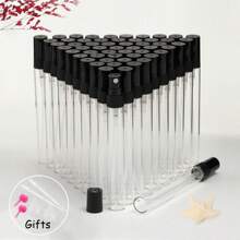 5/56 Stücke nachfüllbare transparente Glasparfümflaschen, mit feinem Zerstäuber in Schwarz, 0.07oz/0.1oz/0.17oz/0.34oz, Kunststoff Zerstäuber, Mini Reise-Utensilien, feuchtigkeitsspendend