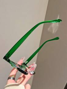 1 件装女士方形大框猫眼眼镜，时尚拼色超大号高端户外摄影道具，无度数