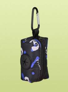 1pc Black Color Designer Print Fashion Design Dog Poop Bag Holder For Leash Attachment Without Leash And Poop Bag