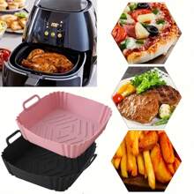 1pc/2pcs Reusable Silicone Air Fryer Liners - Thickened Square Baking Pan, Suitable For Healthy Cooking, Fit 4-7Qt Air Fryers, Oven & Microwave Safe, Non-Stick & Easy To Clean, Great Gift For Christmas, Halloween, Easter, Thanksgiving