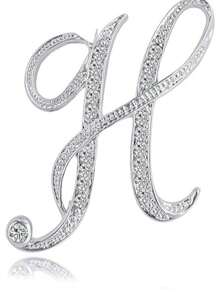 1 pièce paquet Broche géométrique simple de 26 lettres anglaises avec strass, broche élégante et de mode pour femmes. Épingle pour pull, manteau, robe, accessoires, sac, charme, école