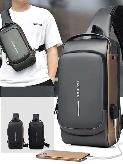Men's Bags Shoulder Messenger Bag Multifunctional Sports Diagonal Hanging Chest Backpack USB College Bag Summer Fall Christmas Scream Men Bag Belt Bag Travel Bag Sling Bag Winter Christmas Gifts Bum Bag Outdoor Purse Essentials Graduation School Supplies Side Bag Pouch Waterproof Backpack Festival Phone Bag
