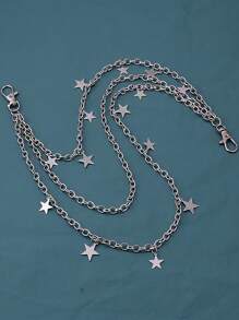 Star Pendant Multilayer Tassel Belly Chain For Women, Hiphop Fashion Waist Chain, Suitable For Vacation, Party, Daily Casual Outfit, Holiday Gift - Silver - View 3