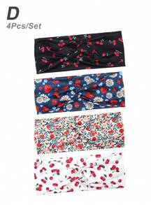 1 Stück/4 Stücke Damen Stirnband für Alltag & Outdoor Sport, Obst Motiv: Zitrone, Wassermelone, Kirsche, bunte Haarzubehör