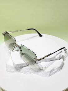 1 pieza Gafas sin marco de estilo retro geométrico bohemio, de moda y versátil para conducir, fiestas, acampar, la playa, adecuado para varias ocasiones, elegante estilo occidental Y2K para vacaciones de verano en la playa, al aire libre, viajes