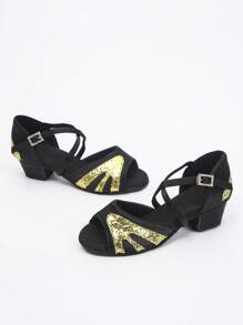 1 Pair Kids/Girls' Latin Dance Shoes, Indoor Soft-Sole - Gold - View 2