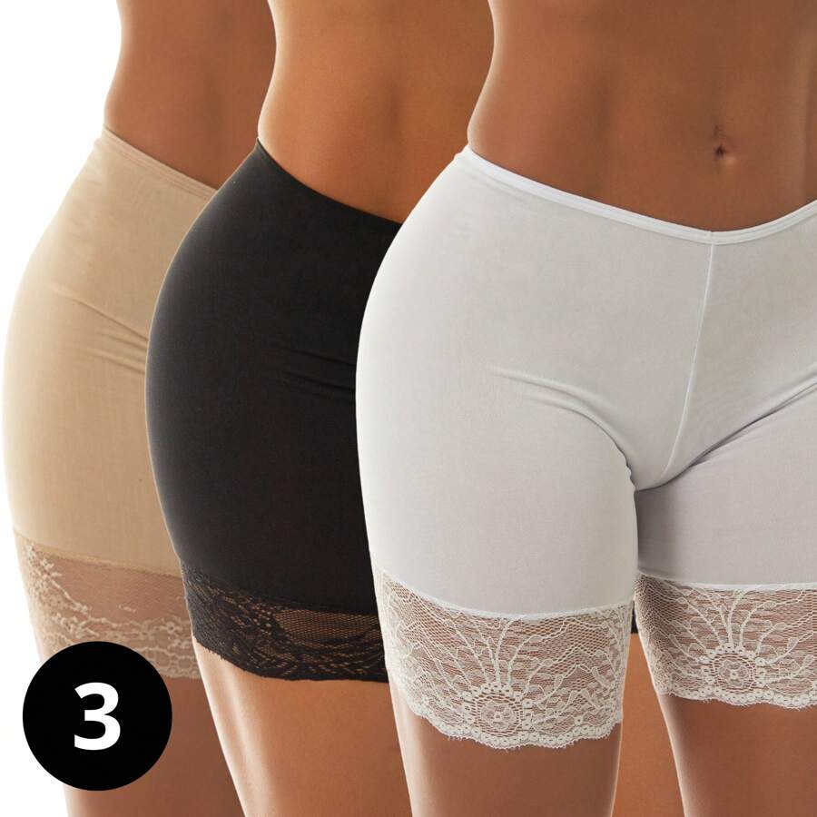 Kit 3 Anágua Renda Segunda Pele Roupa Íntima Confortável Dormir Refrescante