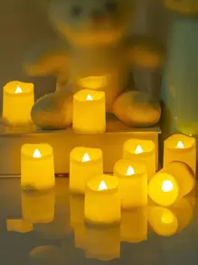 6/12/24 piezas Velas té LED, realistas y brillantes, parpadeo sin llama, a pilas con luz amarilla cálida, adecuadas para decoración de bodas, Día de San Valentín, feriados, con baterías incluidas para Pascua