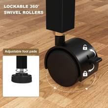 Ergonomic Foldable Mobile Desk With Adjustable Stand, Storage Shelves And Wheels-Portable Space Saving Design For Office, Home Or Study-White, Black, Natural Wood Options, Office Desk Accessories