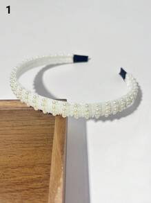 5/1 szt. damska biała ręcznie robiona opaska na głowę z pereł syntetycznych, minimalistyczna, modna, na co dzień, odpowiednia na imprezę, dla druhny, panny młodej, prezent dla kobiet, matki, ozdoba na głowę