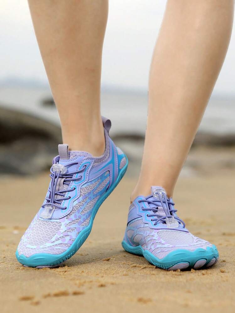Zapatos de 5 dedos para hombres y mujeres, adecuados para fitness, yoga, playa, livianos y cómodos, ideales para senderismo - Morado - Añade 1