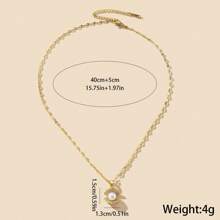 1pc Exquisite Shimmering Style Copper Inlaid Zirconia 18K Gold Plated Faux Pearl Shell Pendant Necklace, Suitable For Women Beach Holiday, Jewelry Accessories Gift For Friends