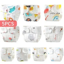 5 piezas de pantalones de pañal suaves y cómodos para bebé, pantalones de entrenamiento para niños pequeños, pantalones de pañal lavables y reutilizables para recién nacidos, pantalones de entrenamiento para ir al baño para bebé, regalos perfectos para baby shower, Halloween, Año Nuevo