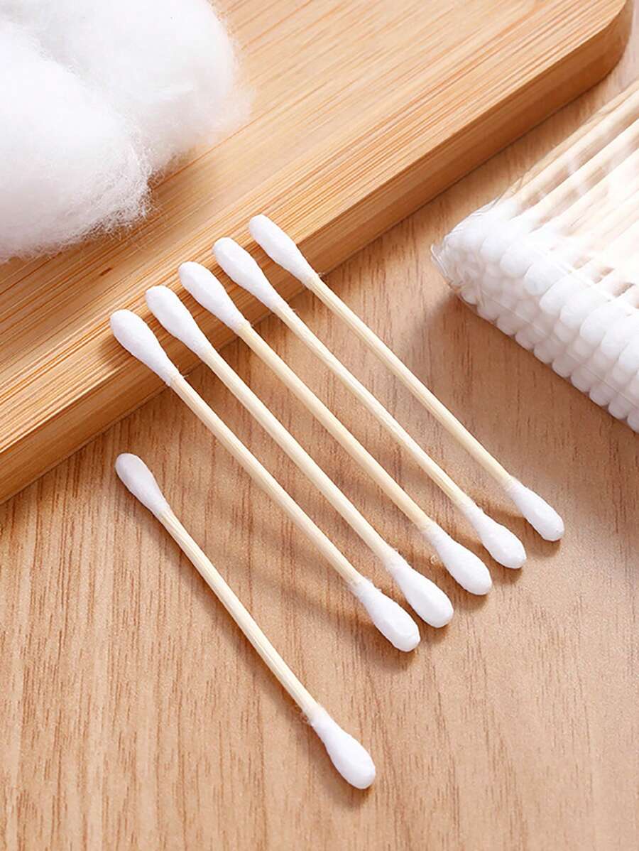 100/200/300/500 piezas/Paquete Hisopos de limpieza, Bastoncillos de maquillaje desechables para limpieza, desmaquillado, limpieza de oídos, necesarios para el hogar y los viajes