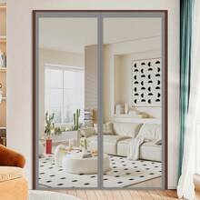 قطعة واحدة ستائر شبكية مغناطيسية للباب مصنوعة من الألياف الزجاجية بتصميم حديث بسيط، ستارة شبكية متنفسة لمنع البعوض للصيف، ستارة للباب ذاتية الإغلاق للغرفة والشرفة والمطبخ والمرآب ديكور المنزل