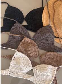 Crochet Top Luxury Premium Tricot - 黑色 - 查看 1