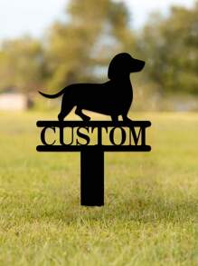 1pc Customizable Dachshund Yard Sign Stake - Decorative Signs & Plaques - Personalized Dog Name Plate, Metal Garden Decor, Unique Gift For Dog Lovers, Outdoor Decoration, Weather-Resistant, Easy Installation - Black - View 6