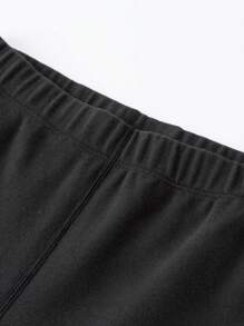 mini bala Young Girl Thick Warm Leggings, Winter Warm Inner Layer Pants - Black - View 4