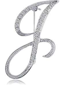 1 pièce paquet Broche géométrique simple de 26 lettres anglaises avec strass, broche élégante et de mode pour femmes. Épingle pour pull, manteau, robe, accessoires, sac, charme, école