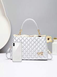 Sac à main pour femme, mode et atmosphérique, sac de mère, grande capacité pour le milieu d'âge, sensation haut de gamme, sac à bandoulière croisé - Argent - Voir 2