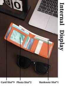 HOVI'S Portafoglio corto in fibra di carbonio, portacarte aziendale minimalista, con protezione RFID antifurto, fermasoldi a due pieghe