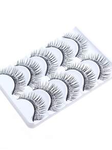 5 Pares/Caja de pestañas con brillo plateado y rhinestones, pestañas brillantes tipo hada, elegantes y relucientes para actuaciones en el escenario, Navidad, nieve, Día del niño y maquillaje de Halloween, pestañas gruesas para niños